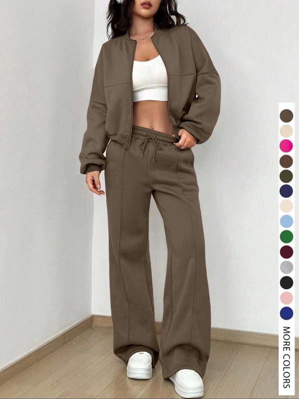 Fleece Zip-Up 2-Piece Lounge Tracksuit