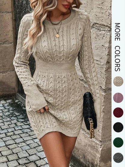 Cable Knit Sweater Dress – Cozy, Flattering & Chic