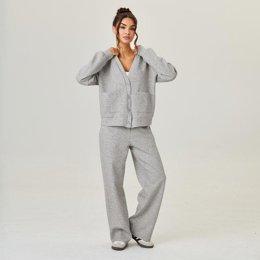 Slouchy Cardigan & Trousers Two-Piece Set