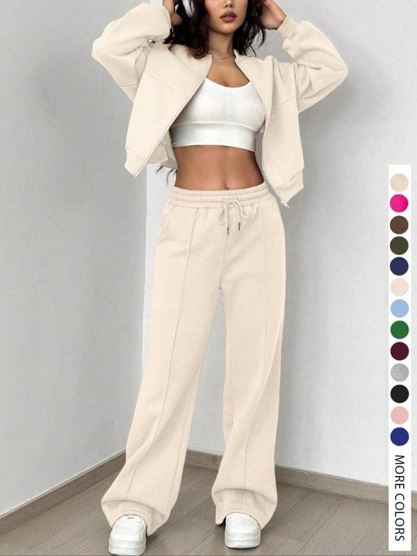Fleece Zip-Up 2-Piece Lounge Tracksuit