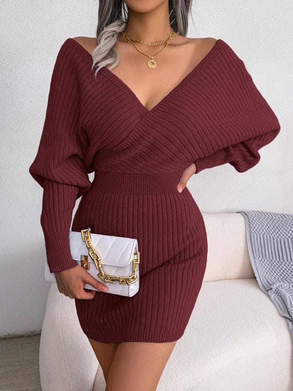 LuxeRib Off-Shoulder Knit Dress