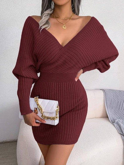 LuxeRib Off-Shoulder Knit Dress