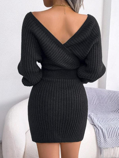 LuxeRib Off-Shoulder Knit Dress