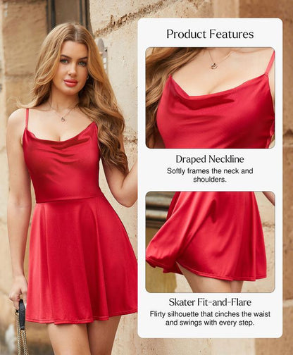 GlowCurve Satin Skater Dress