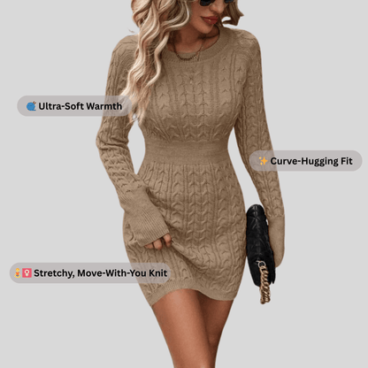 Cable Knit Sweater Dress – Cozy, Flattering & Chic