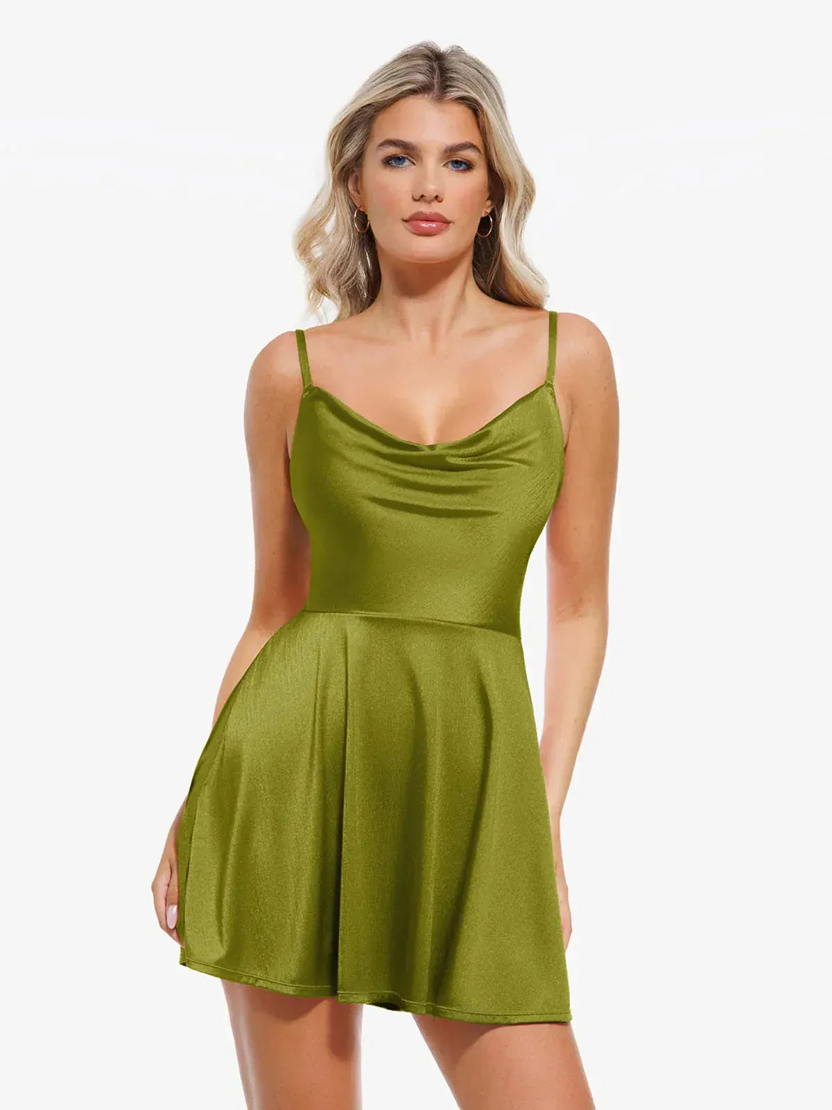 GlowCurve Satin Skater Dress