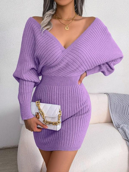 LuxeRib Off-Shoulder Knit Dress