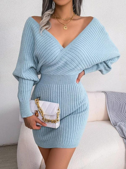 LuxeRib Off-Shoulder Knit Dress
