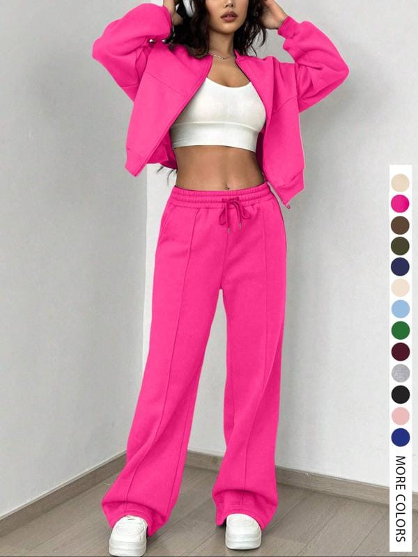 Fleece Zip-Up 2-Piece Lounge Tracksuit