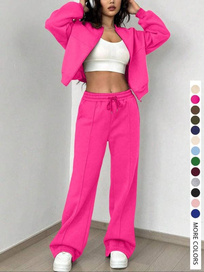 Fleece Zip-Up 2-Piece Lounge Tracksuit