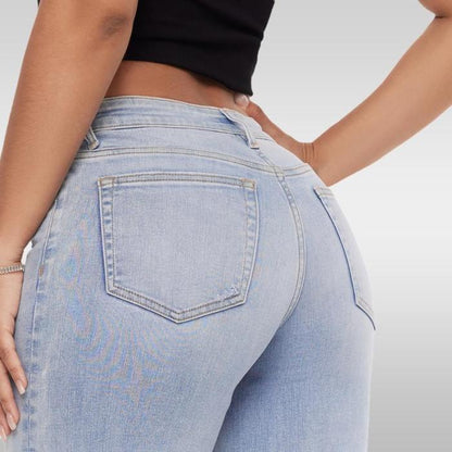 Stretchy Mid-Low Rise Baggy BBL Jeans